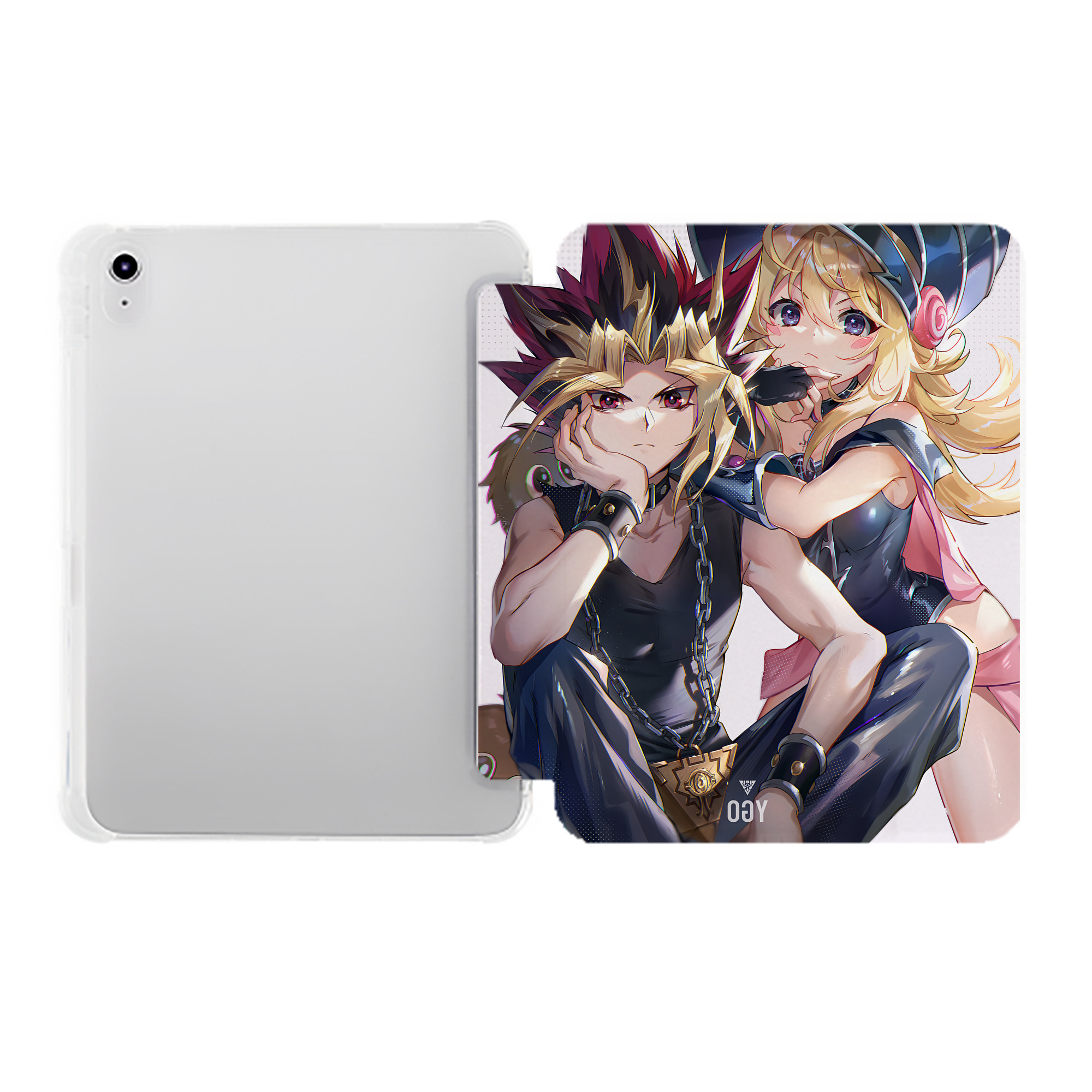 （画像用） 遊☆戯☆王 Yu-Gi-Oh! IPad ケース ペン収納付き 三つ折りスタンド PUレザー×シリコン 対応機種9.5/10.5/10.9インチ